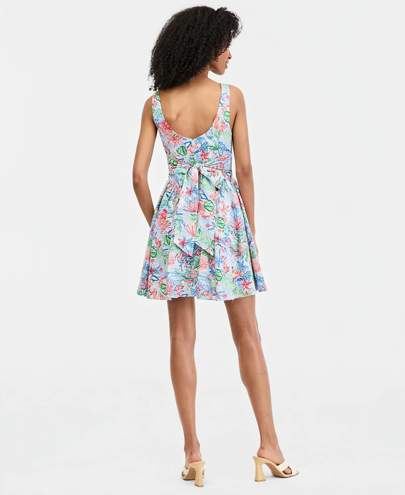 Invitee Juniors' Printed Sleeveless Fit & Flare Dress