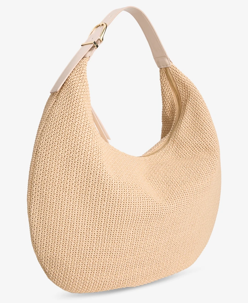 On 34th Joenii Extra-Large Straw Hobo Bag, Macy's Exclusive