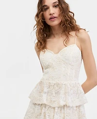 Seni & Cade Women's Sweetheart-Neck Tiered-Lace Mini Dress