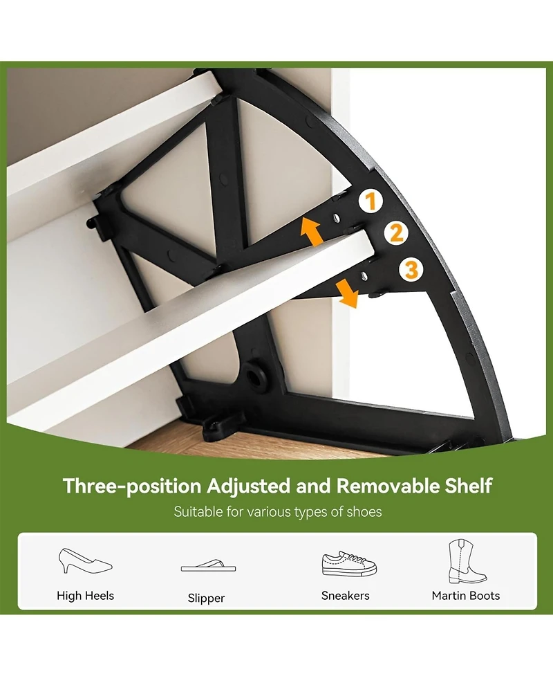 gaomon slim entryway shoe cabinet with 2 flip drawers, wooden organizer with linen front panels, and a space-saving closed shoe rack.