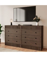 gaomon 3 Drawer Dresser for Bedroom, 31.5" Wide Fluted Chest of Drawers, Modern Wooden Nightstand Storage Cabinet Kids Room, Living Room