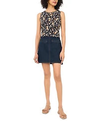 Vince Camuto Women's Floral-Print Keyhole Sleeveless Top