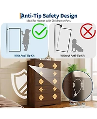 gaomon 5 Drawer Tall Boho Dresser, 45" Wooden Chest with Clothes Storage Cabinet, Brown