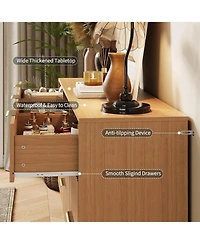 Gaomon Fluted 9 Drawer Dresser, 63" Wide Modern Wooden Chest with Metal Handles