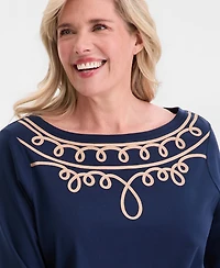 Jm Collection Plus Boat Neck Lace Detail Top, Macy's Exclusive