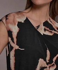 Donna Karan New York Women's Printed Asymmetric Neck Top