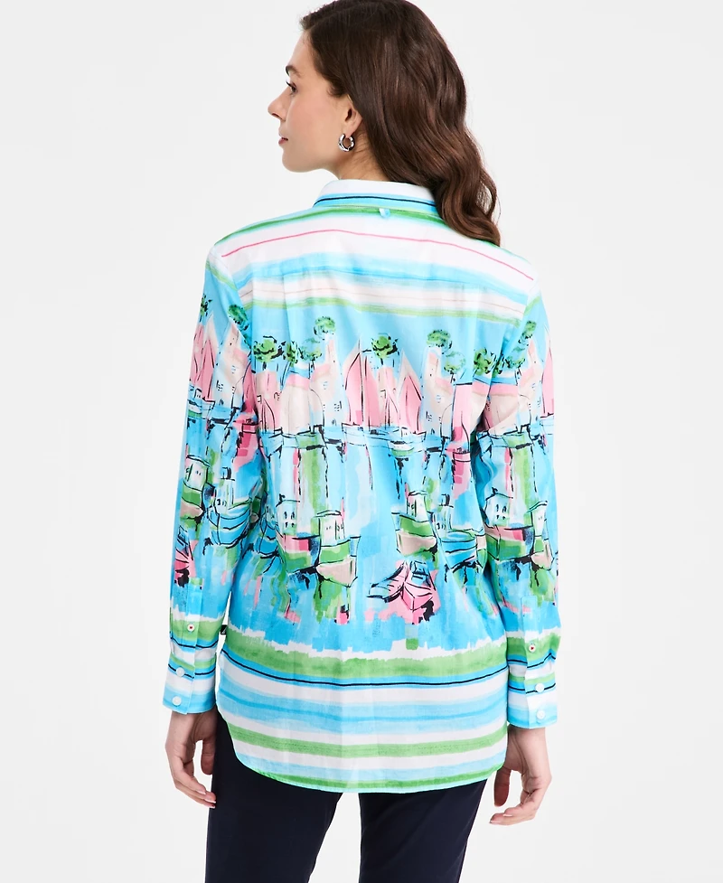 Nautica Women's Cotton Scenic Blouse