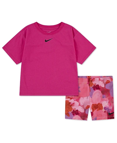Nike Baby Girls' Short-Sleeve T-Shirt and Bike Shorts, 2-Piece Set