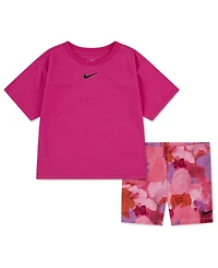 Nike Baby Girls' Short-Sleeve T-Shirt and Bike Shorts, 2-Piece Set