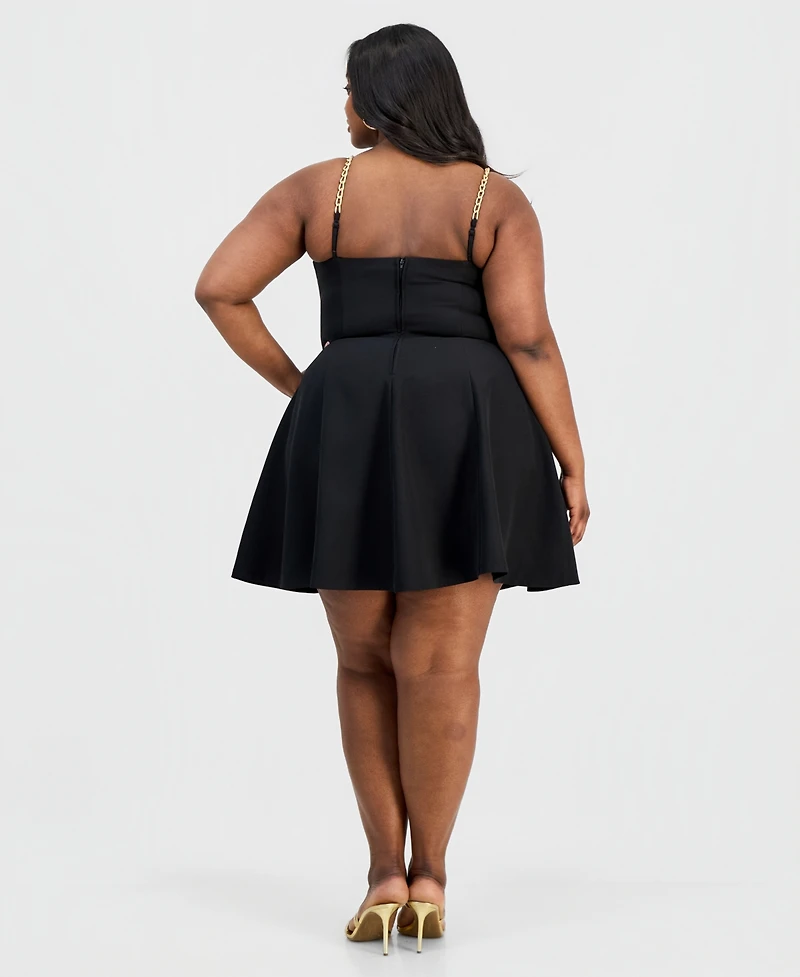 Seni & Cade Trendy Plus Chain-Strap Fit Flare Dress