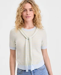 On 34th Women's Stripe Tie-Front Sweater Tee, Macy's Exclusive