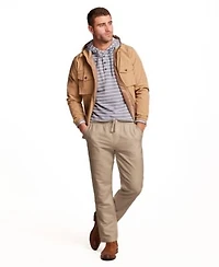 Weatherproof Vintage Mens Long Sleeve Mixy Quarter Button Hoodie Linen Drawstring Pants