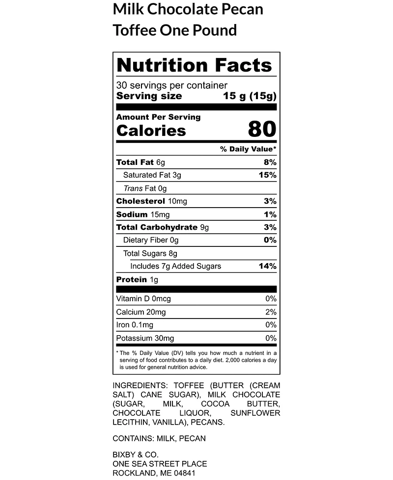 Bixby Chocolate Milk Chocolate Pecan Toffee Gift Box, 1 lb