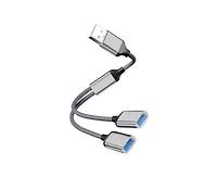 Risokeys 1-to-2 Usb Hub, High-Speed Data Transfer, Compact Portable Adapter for Laptop/Car, Ideal for Travelers,Car Owners