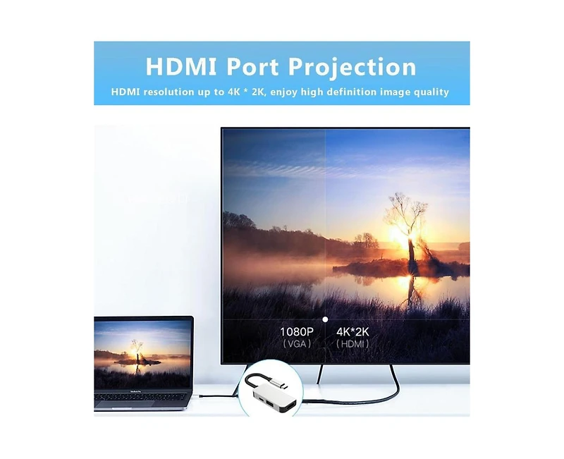 Risokeys 3-in-1 Usb C Hub with 100W Pd Charging, 4K Hdmi & 5Gbps Usb 3.0, for Office/Travel, Compatible with MacBook