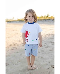 Florence Eiseman Toddler Boys Knit Shirt With Octopus And Fish