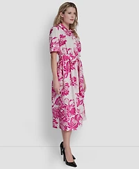 Dkny Women's Elbow-Sleeve Button-Front Shirt Dress