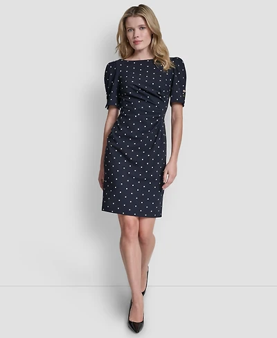 Dkny Women's Short-Sleeve Jewel Neck Dress