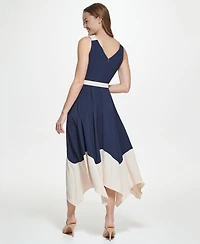 Dkny Women's Sleeveless Asymmetrical Midi Dress