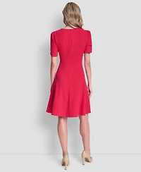 Dkny Women's Short-Sleeve Jewel Neck Dress