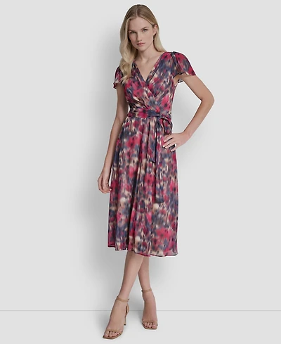 Dkny Women's Flutter Short-Sleeve Midi Dress