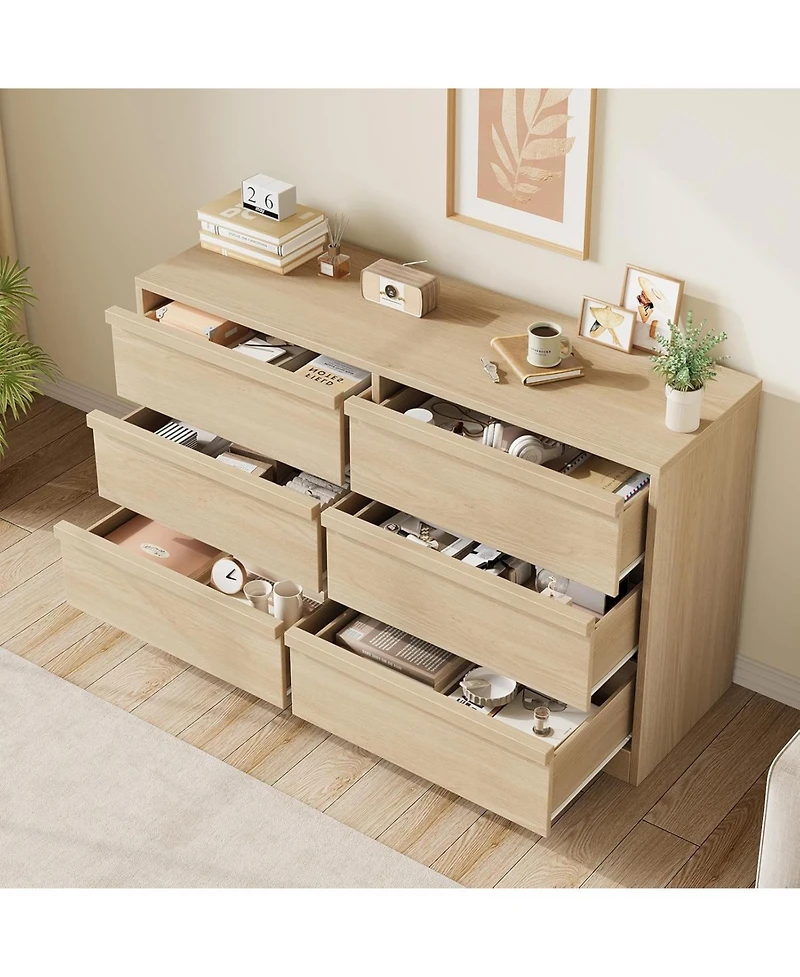 gaomon Drawer Dresser for Bedroom, in Wide Natural Oak Chest of Drawers with Large Storage, Wooden Dresser Organizer for Living Room, Nursery