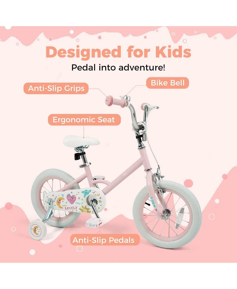 Mecale Kids Bike Adjustable for 3-8 Years Old Children - Stars and Moon