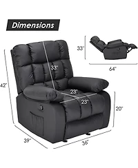 Clihome Upholstered Rocker Recliner Chair with Side Pocket,Ergonomic 110°-160°Adjustable Reclining Chairs for Adults