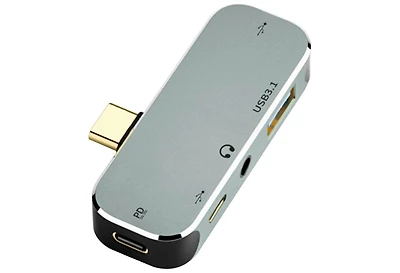 Risokeys 5-in-1 Mini Type-c Hub with 100W Pd Charging & 3.5mm Audio Port