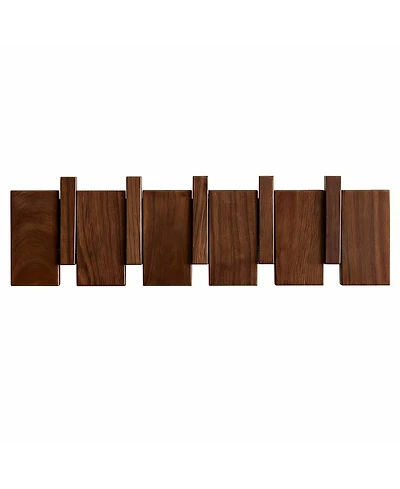Yigii Natural Wood Coat Rack with Piano Keys Design - 6 Hooks for Home Decor