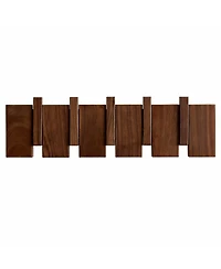 Yigii Natural Wood Coat Rack with Piano Keys Design - 6 Hooks for Home Decor