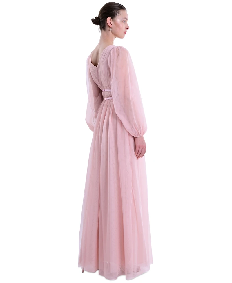 Marchesa Notte Women's Tulle Flower A-Line Gown