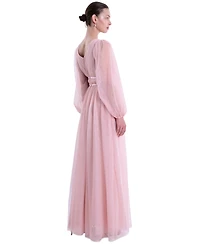 Marchesa Notte Women's Tulle Flower A-Line Gown