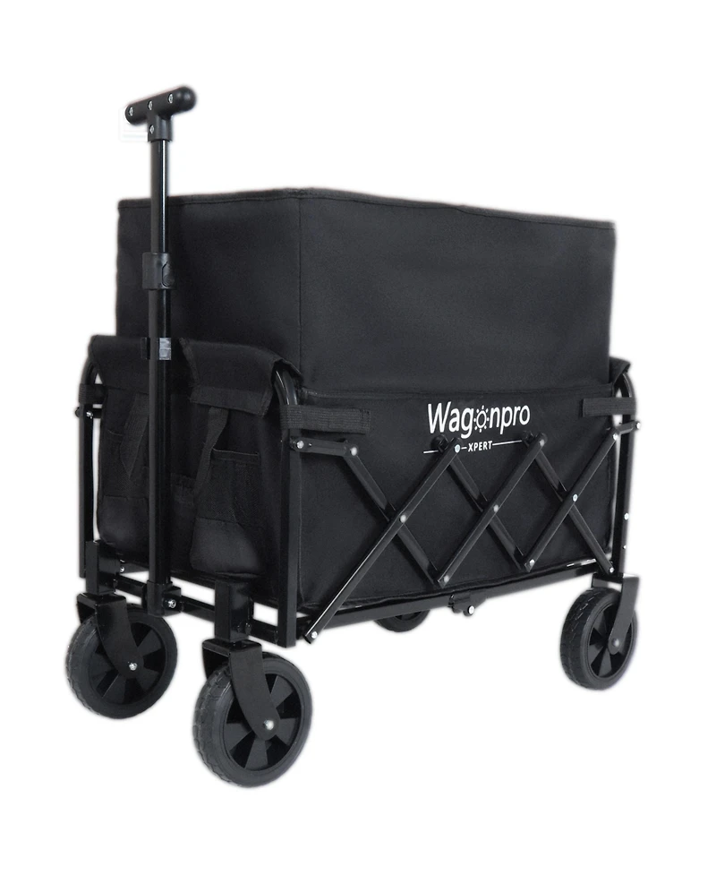 Mondawe Expandable Dual-Layer Storage Wagon Utility Carts w/ 225LBS Capacity, 360° All-Terrain Wheels