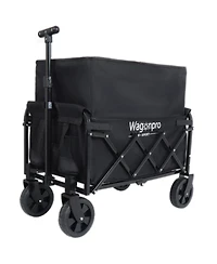 Mondawe Expandable Dual-Layer Storage Wagon Utility Carts w/ 225LBS Capacity, 360° All-Terrain Wheels