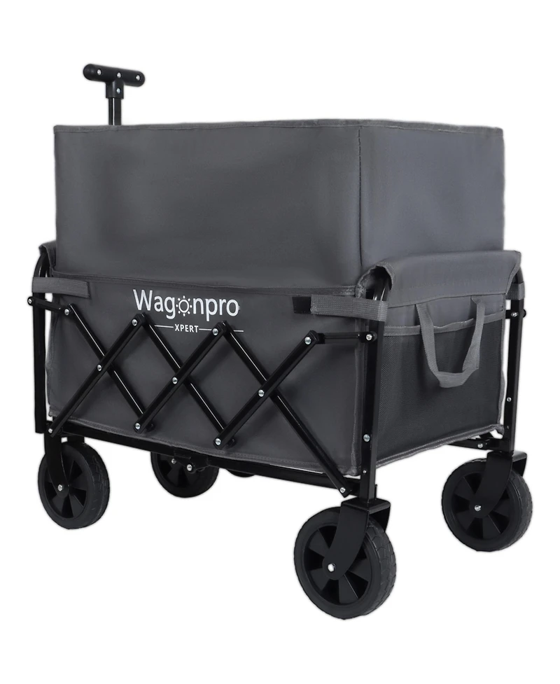 Mondawe Expandable Dual-Layer Storage Wagon Utility Carts w/ 225LBS Capacity, 360° All-Terrain Wheels