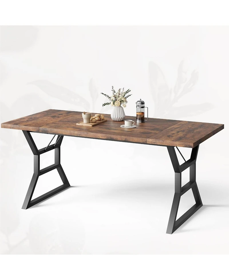 Gaomon Farmhouse Dining Table for 6, Rectangular Wood Table, Rustic Kitchen with Extra Heavy Duty Metal Legs Room