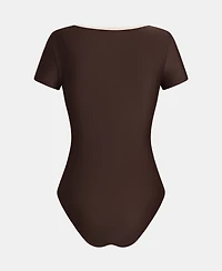 Cupshe Women's Sporty Short Sleeve Scoop Neck One-Piece Swimsuit