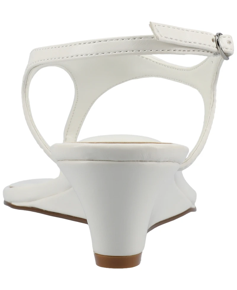 Journee Collection Women's Kathryn Ankle Strap Low Wedge Sandals