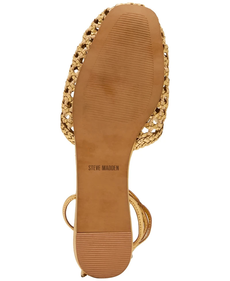 Steve Madden Women's Woven Leg-Wrap Round Toe Flats