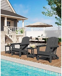 gaomon Folding Adirondack Chair, Hdpe Outdoor All-Weather Fire Pit Chairs, Wooden Lounge Chair