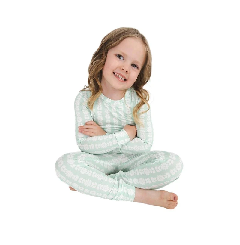 Motette Baby Girls Mint Meadows Pajama Set