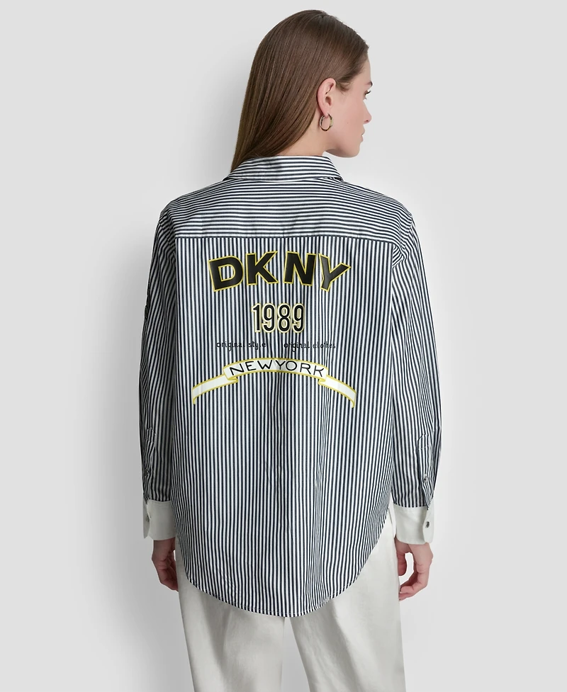 Dkny Women's Striped Button-Down Shirt