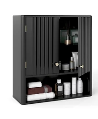 Volenca Fluted Wall-Mount Bathroom Cabinet with Open Shelf, Storage Organizer