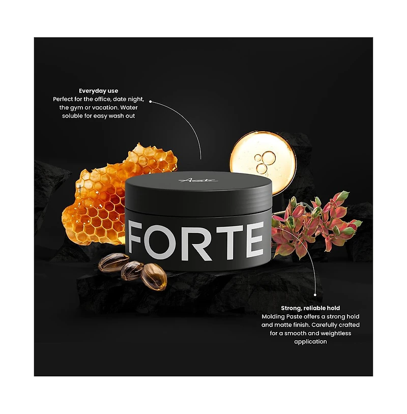 Forte Series Strong Hold Molding Paste – Matte Finish Hair Styling Cream with Biotin & Castor Oil, 2.5 Oz