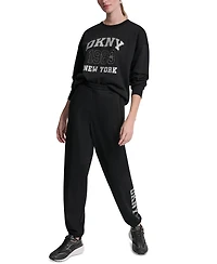 Dkny Sport Women's 1989 Rhinestone Logo High-Rise Relaxed Joggers
