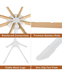 Ecooso 4-Leg Foldable Clothes Drying Rack with 8 Bamboo Rods and 40 Hanger Slots