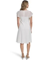 Jessica Howard Women's Illusion Yoke Flutter-Sleeves Dress