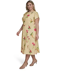 Jessica Howard Plus Jewel Neck Midi Dress