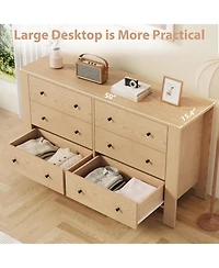 gaomon Natural Oak 6-Drawer Dresser, Modern Double Dresser and Storage Organizer for Bedroom or Entryway